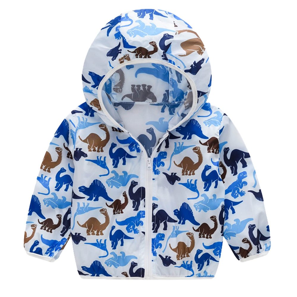 4t Boy Jacket Toddler Boys Girls Sunscreen Jackets Printing Cartoon Hooded Outerwear Zipper Coats (Brown, 3 Years)