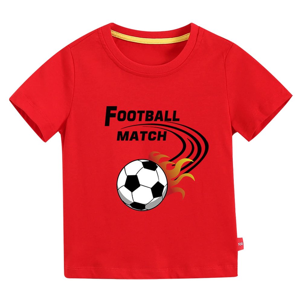 Athletic T Shirt Toddler Kids Girls Boys Football Cartoon 3D Prints Loose Tops Soft Short Sleeve T (Red, 4-5 Years)
