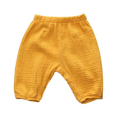 Boys Patterned Pants Toddler Kids Baby Boy Girl Cotton Linen Elastic Basic Harem Long Pants (Yellow, 12-18 Months)