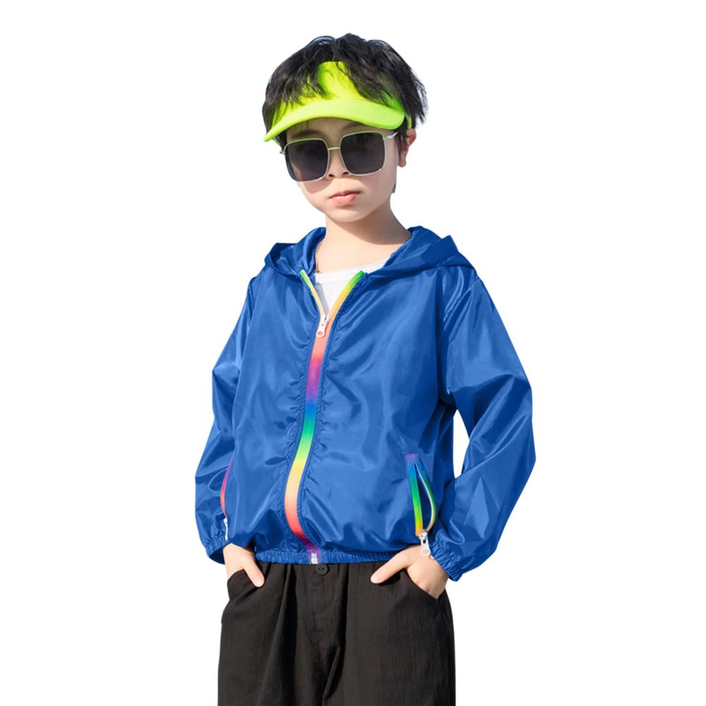 Girls Shirts 5t Kids Boys Girls Sun Protection Hoodie Jacket Toddler Lightweight Summer Breathable (Blue, 5 Year)