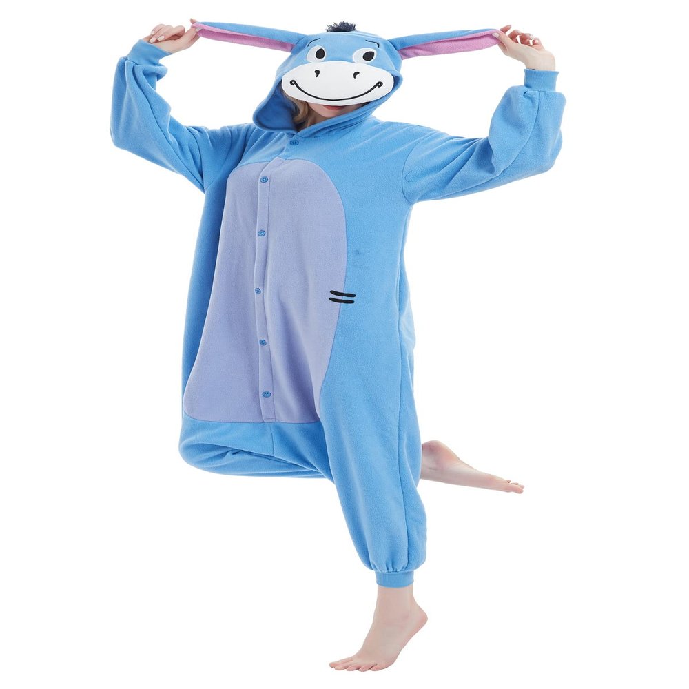 HvnTjvn Animal Donkey Onesie adult Jumpsuit Unisex One-Piece Pajamas Cosplay Costume Sleepwear for Halloween christmas Women Men M