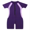 Moily Boys Girls Solid Zip Up UPF 50+ Shorty Wetsuit Athletic One Piece Swimsuit Surf Rashguard Shirts Purple 10 Years view 3