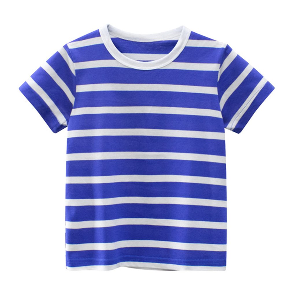 Big Boys Shirt Long Sleeve Toddler Kids Baby Boys Girls Striped Short Sleeve Crewneck T Shirts Tops (Blue, 2-3 Years)