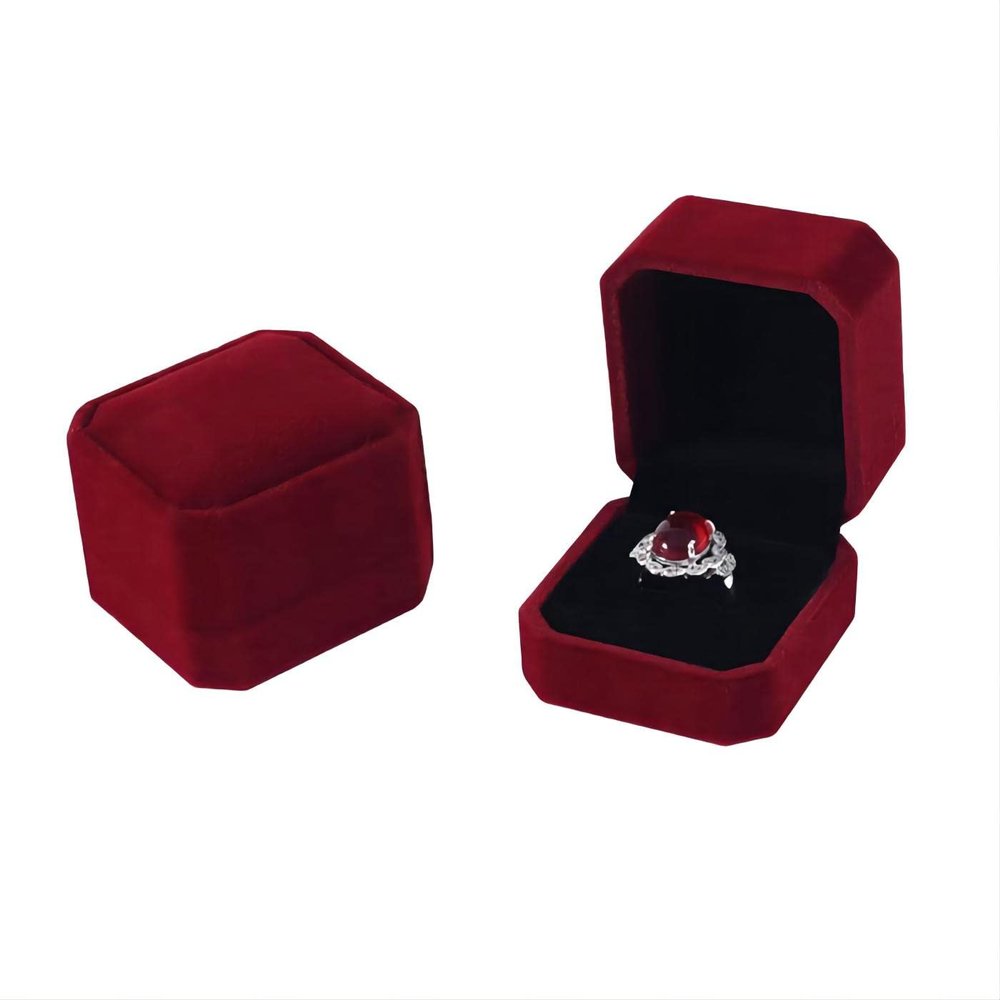 YZWDTGS 2 Pack Velvet Ring Boxes, Earring Pendant Jewelry Case, Ring Earrings Gift Boxes, Jewellry Display (Maroon)