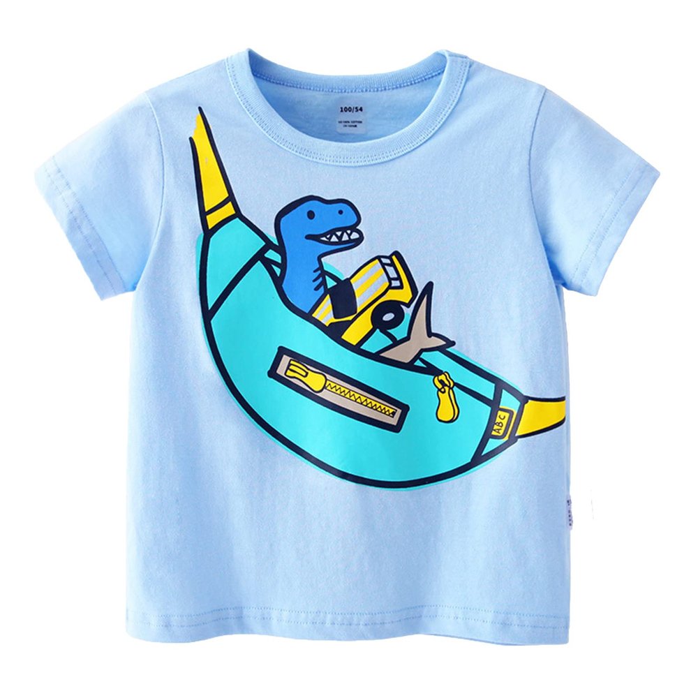 Boys Tee Shirt Toddler Kids Girls Boys Cartoon 3D Prints Loose Tops Soft Short Sleeve T Shirt Tee (Light Blue, 2 Years)