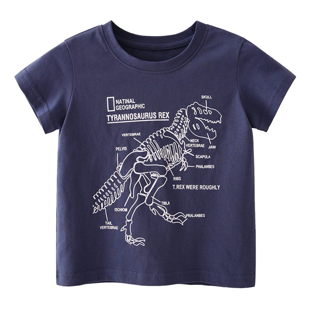 Boys Shirt Toddler Kids Girls Boys Cartoon 3D Prints Loose Tops Soft Short Sleeve T Shirt Tee Tops Clothes (Navy, 2 Years)