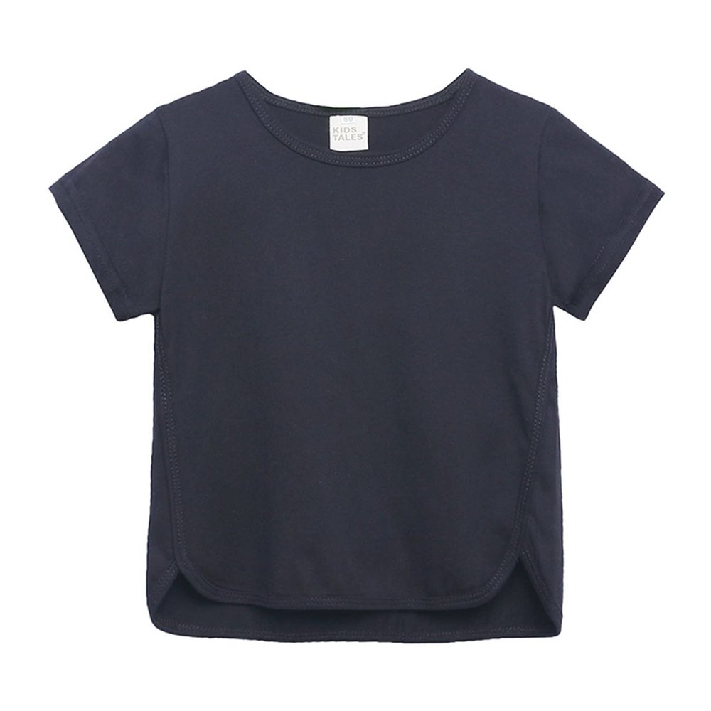 5 Basketball Toddler Kids Baby Boys Girls Solid Short Sleeve Crewneck Irregular T Shirts Tops Tee (Black, 6-12 Months)