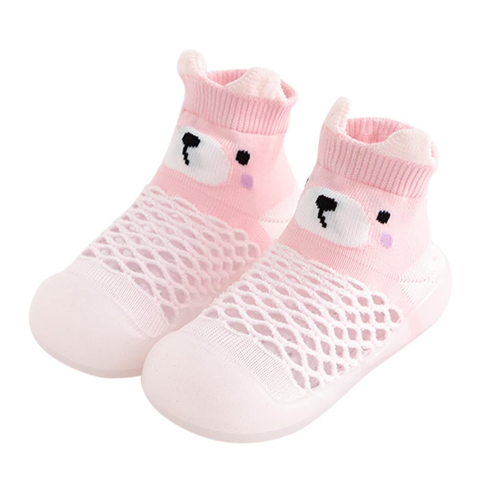 Born Navy Shoes Infant Boys Girls Animal Prints Cartoon Socks Shoes Toddler Breathable Mesh The Floor (Pink, 2-3 Years)
