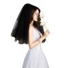 Halloween Costume Witch Cosplay Party Veil Soft Tulle Lace Bridal Veils Cathedral Wedding Veil Headband Dress Up Props (Black 2 Layer/Elbow Length/With Comb) view 2
