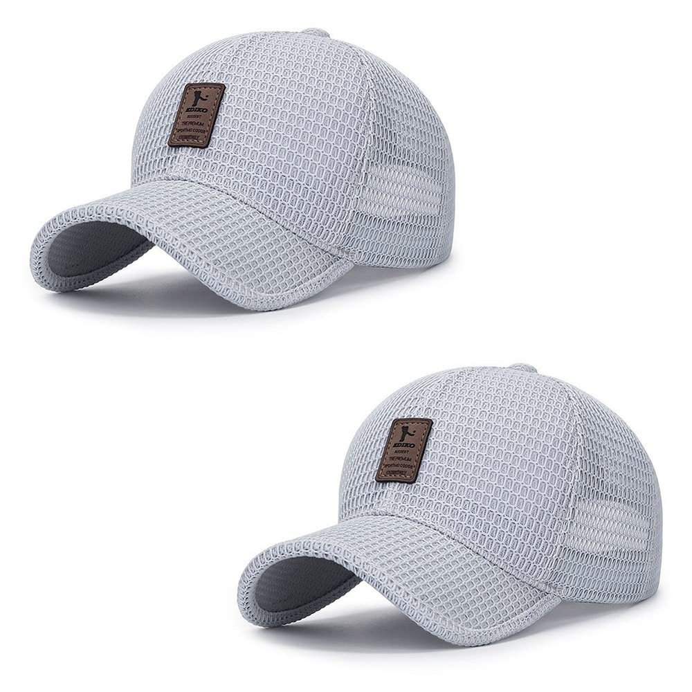 Magik 1-2 Pcs Men's Baseball Cap Snapback Sun Protection Breathable Sports Hat (Light Gray 2 Pack)