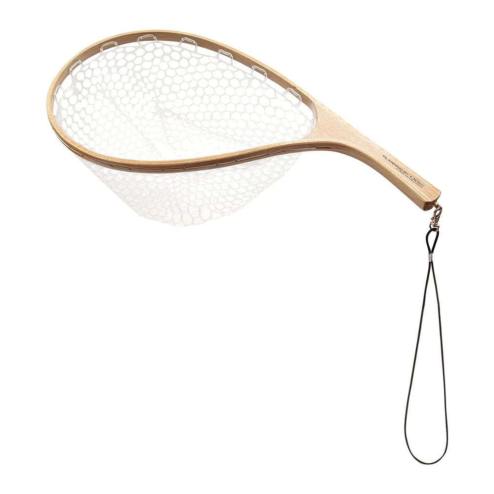 (OGK) Rubber Landing Net Curved Shape (Wooden) Type 12, Natural Wood Grain