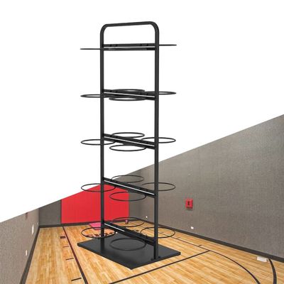 Basketball Ball-Storage Rack Holder, Large Capacity Basketball Organizer Sturdy Iron Ball Rack Indoor Display Stand for Basketball Volleyball Football XJJUN (Color : Black, Size : 55x40x145cm)