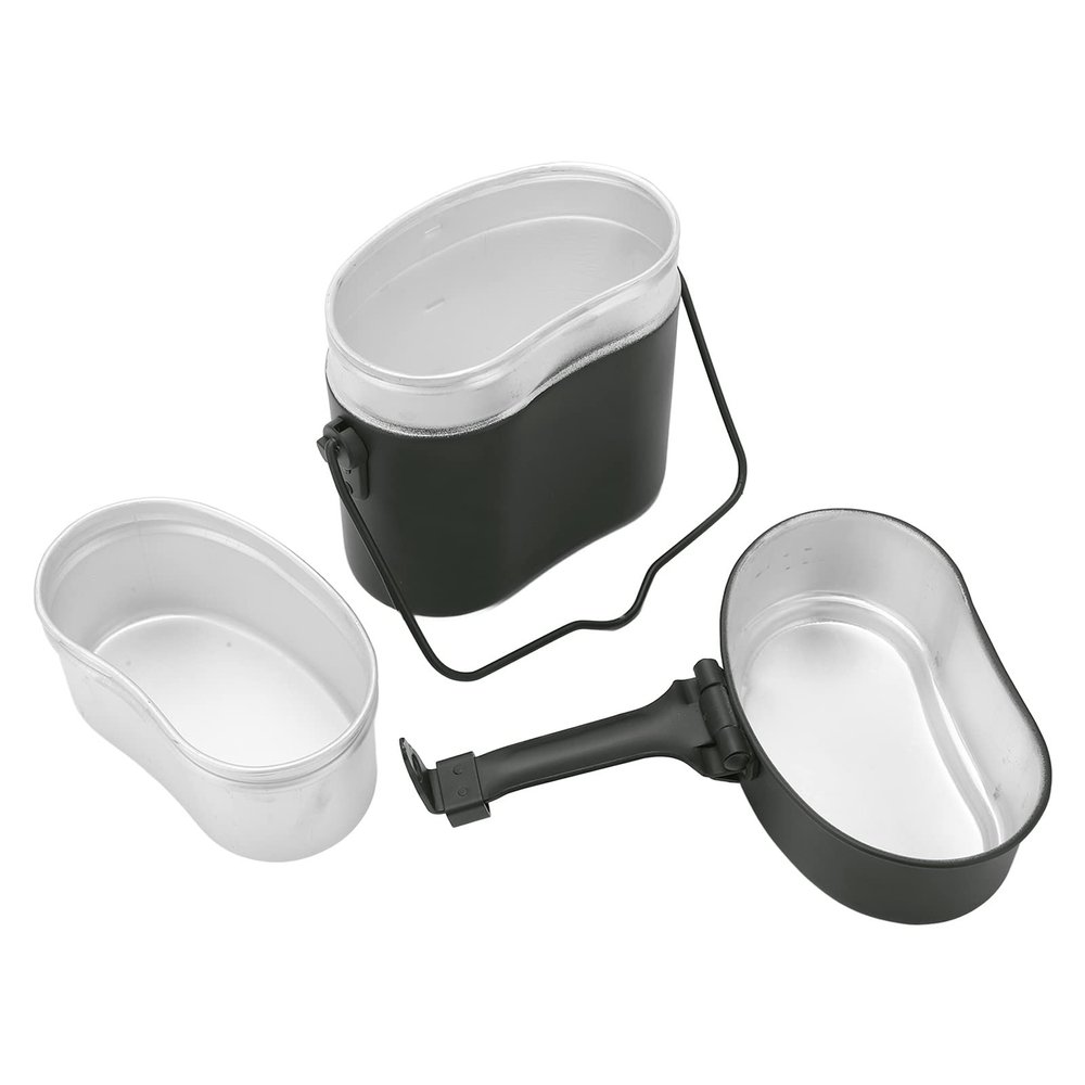 3 in 1 Military Mess Tin,Military Mess kit,Aluminium Nonslip Durable German Mess Tin,180 Temperature Resistant Military Lunch Box for Camping,Hiking,Cycling,Backpacking, Military Mess Tin Milita