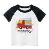 Boys Black Compression Toddler Kids Baby Boys Girls Cars Print Short Sleeve Crewneck T Shirts Tops (Black, 1-2 Years) view 1