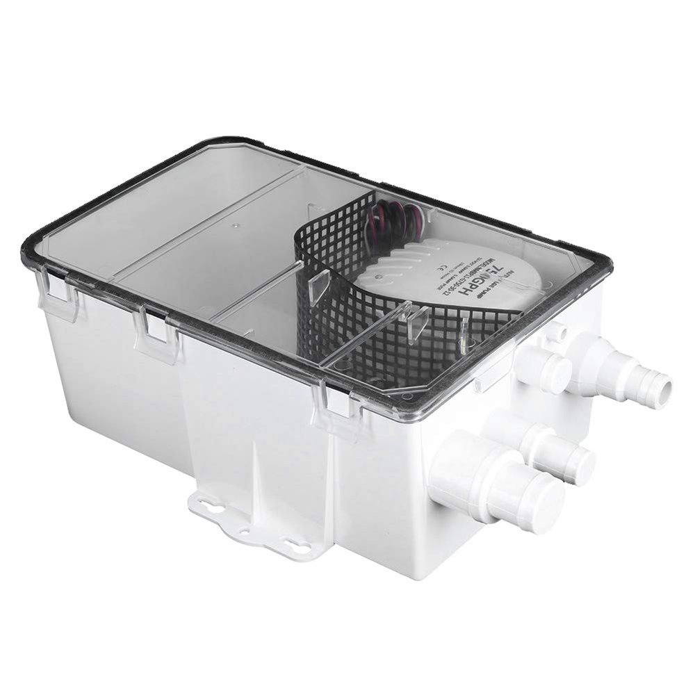 12V Shower Sump Pump System Boat RV Bilge 750GPH Marine Multi Port Drain Box