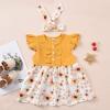 Dresses for Girls Long Girls Infant Floral Outfits Bowknot Headbands Baby Dress Print Princess Girls Dress&Skirt (Yellow, 0-3 Months) view 2
