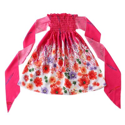 AnFeng Girls Easter Dresses Size 5 Toddler Kids Girls Floral Bohemian Flowers Bowknot Sleeveless Beach Straps Dress Princess Clothes (Red, 5 Years)