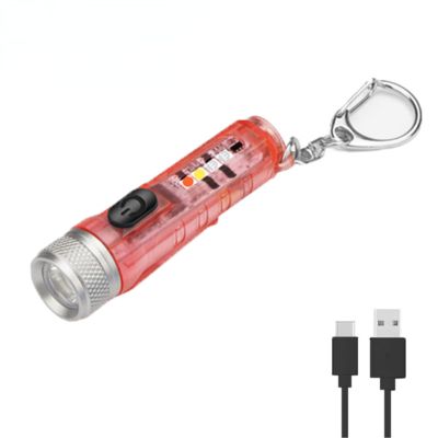 Fay Bless Portable LED Flashlight Keychain EDC Flash Light Strong Magnetic Work Emergency Camp Lamp Wtih UV Torch (Red)