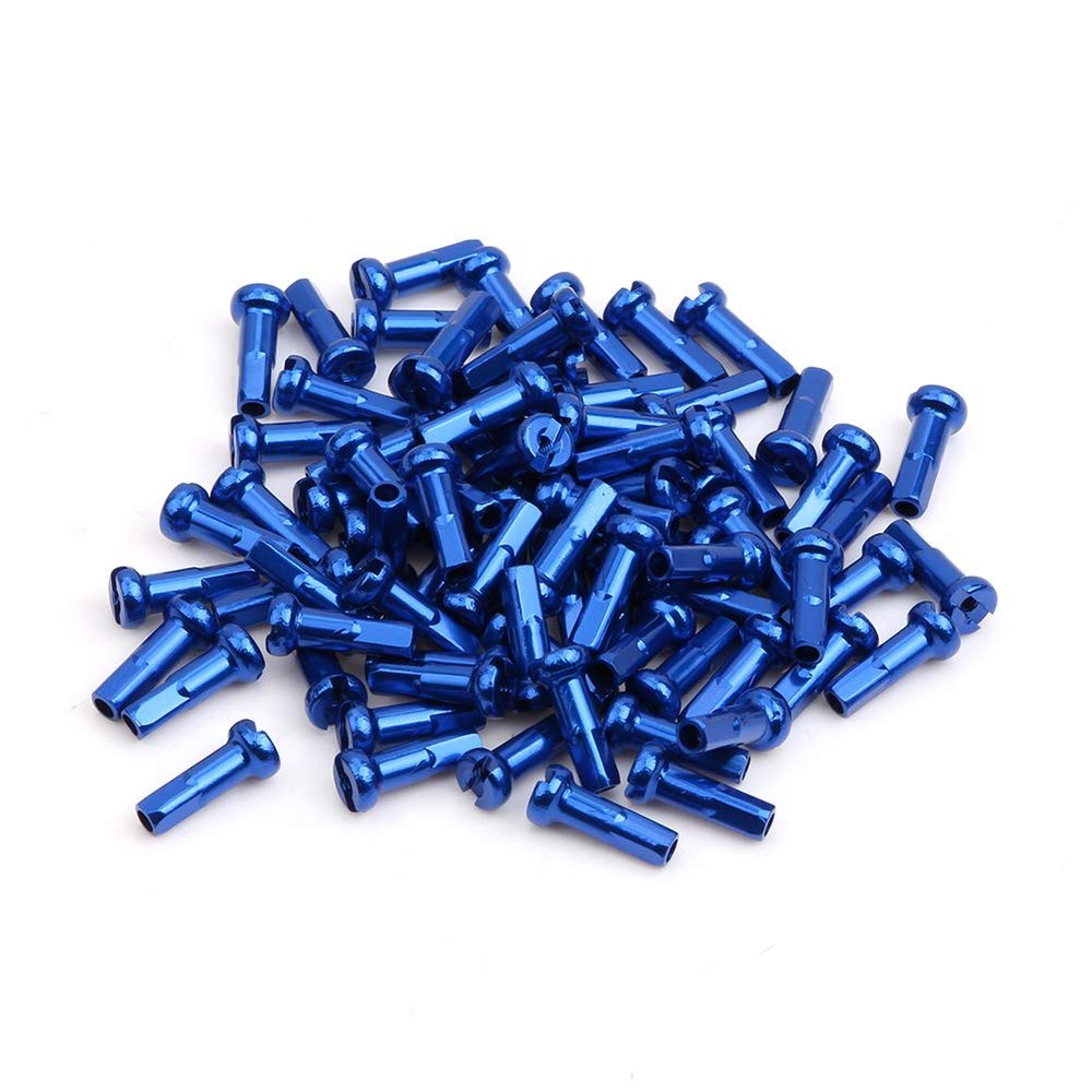 Bike Spoke Nipples Steel Spoke Nipples Mountain Bicycle Spoke Cap for 14G 40Pcs 6 * 14mm Blue