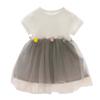 AnFeng Girls Boho Ruffle Floral Dress Short Sleeve Cold Shoulder Dress Summer Flower Soft Dress Floral Loose Maxi Dress (White, 12-18 Months) view 1