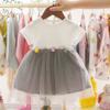 AnFeng Girls Boho Ruffle Floral Dress Short Sleeve Cold Shoulder Dress Summer Flower Soft Dress Floral Loose Maxi Dress (White, 12-18 Months) view 2