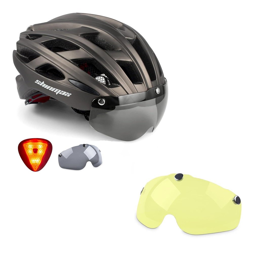 Bike Helmet,Shinmax CPSC/CPC Certificated Bicycle Helmet with Detachable Magnetic Goggles(Black+Yellow)