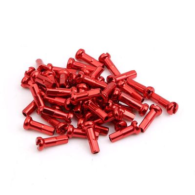 Bike Spoke Nipples Steel Spoke Nipples Mountain Bicycle Spoke Cap for 14G 40Pcs 6 * 14mm Red