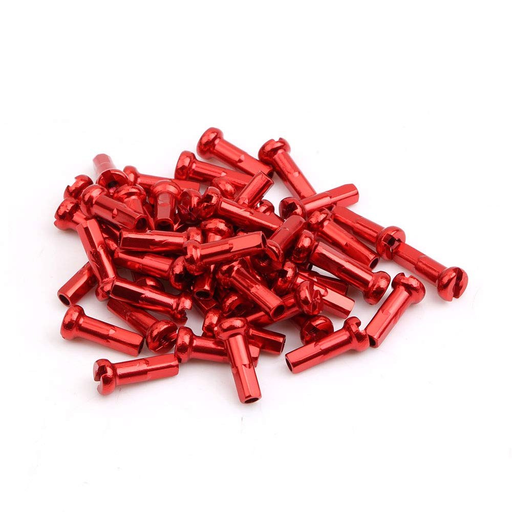 Bike Spoke Nipples Steel Spoke Nipples Mountain Bicycle Spoke Cap for 14G 40Pcs 6 * 14mm Red