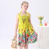 AnFeng Toddler Kids Girls Floral Bohemian Flowers Bowknot Sleeveless Beach Straps Dress Princess Clothes (Yellow, 2 Years) view 2