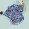 Toddler Baby Boy Button Down Shirt Short Sleeve T-Shirt Tops Western Cowboy Casual Tee Summer Clothes (A Bule,2-3T) view 3