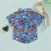 Toddler Baby Boy Button Down Shirt Short Sleeve T-Shirt Tops Western Cowboy Casual Tee Summer Clothes (A Bule,2-3T) view 4