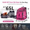 MORXPLOR Ski Boot Bag - 65L Padded, Waterproof Ski Travel Backpack for Gear & Accessories view 2