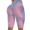 Women Yoga Leggings Wrinkled Running Fitness Stretch Tie-dye Biker Pants Shorts Scrunch Yoga Pants for (Purple, XL) view 2