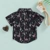 Toddler Baby Boy Button Down Shirt Short Sleeve T-Shirt Tops Western Cowboy Casual Tee Summer Clothes (A Black,3-4T) view 4