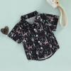 Toddler Baby Boy Button Down Shirt Short Sleeve T-Shirt Tops Western Cowboy Casual Tee Summer Clothes (A Black,4-5T) view 3