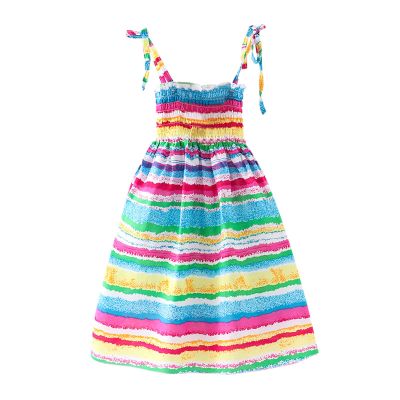AnFeng Girls Dress Long Toddler Kids Girls Floral Bohemian Rainbow Flowers Sleeveless Beach Straps Dress Princess Clothes (Red, 2 Years)