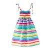 AnFeng Girls Dress Long Toddler Kids Girls Floral Bohemian Rainbow Flowers Sleeveless Beach Straps Dress Princess Clothes (Red, 2 Years) view 1