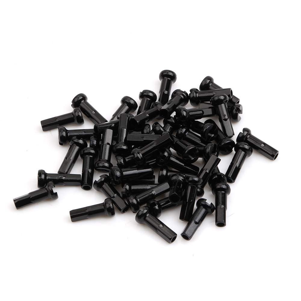 Bike Spoke Nipples Steel Spoke Nipples Mountain Bicycle Spoke Cap for 14G 40Pcs 6 * 14mm Black