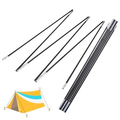 Collapsible Tent Poles, 2pcs Fiberglass Tent Pole Replacement Tent Bar Support Rod Awning Frame Kit for Hiking and Camping Tarp Poles Heavy Duty, 6 Sections Each 23in, Total Length 130in