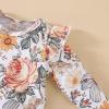 Newborn Toddler Baby Girl Long Sleeve Floral Bodysuit Romper Ruffle Shorts with Headband Casual Cute 3Pcs Outfit (Orange, 18-24 Months) view 4