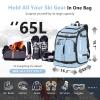 MORXPLOR Ski Boot Bag - 65L Padded, Waterproof Ski Travel Backpack for Gear & Accessories view 2