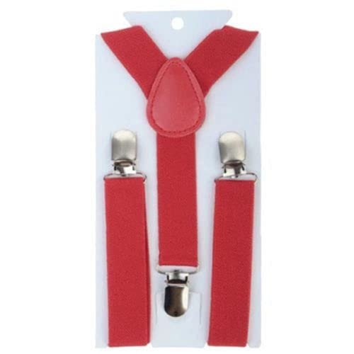 Bluelans Child Kids Girls Boys Suspenders Braces, Fashion Adjustable Clip on Y-Back Elastic Suspenders with Strong Metal Clips for Boys and Girls Red
