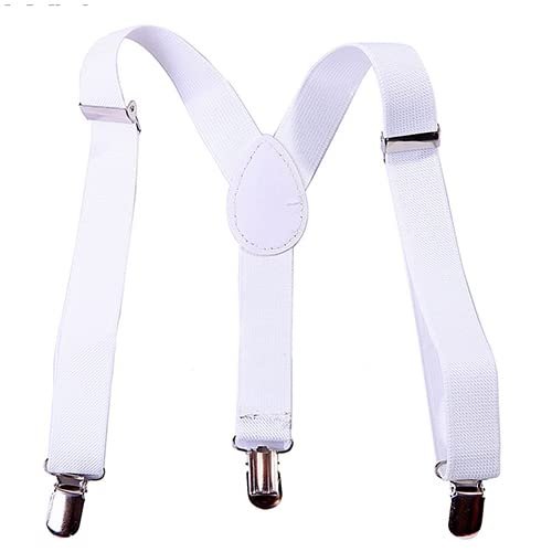 Bluelans Child Kids Girls Boys Suspenders Braces, Fashion Adjustable Clip on Y-Back Elastic Suspenders with Strong Metal Clips for Boys and Girls White