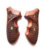 [BMPL] Hardwood Carving Checkered Gun Grips Compatible with Colt D Frame, Long Butt, Police Positive ,Laser Brown view 1