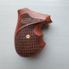 [BMPL] Hardwood Carving Checkered Gun Grips Compatible with Colt D Frame, Long Butt, Police Positive ,Laser Brown view 2