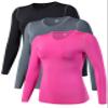 TAISIM Women's Dry Fit Compression Shirts Moisture Wicking Long Sleeve Base Layer for Workout, Running, Yoga,Cold Weather,Black,Grey,Rose,Large view 1