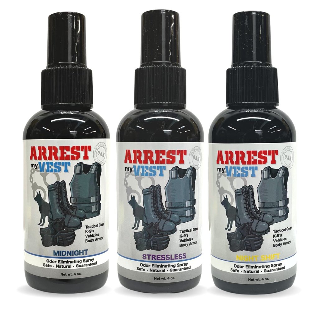 Arrest My Vest Odor Eliminator Spray for Tactical Gear, 3 Pack Variety 4 oz