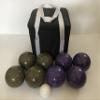 BuyBocceBalls Listing - Unique Bocce Set - 107mm with Olive Brown and Purple Balls, Black Bag view 2