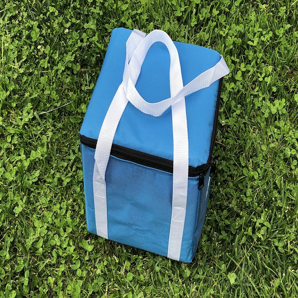 BuyBocceBalls New Listing - Premium Quality - Extra Heavy Duty Nylon Bocce Bag - Light Blue with White Handles