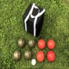 BuyBocceBalls Listing - Unique Bocce Set - 107mm with Olive Brown and Red Balls, Black Bag view 1